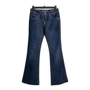 DL1961 Joy Super High Rise Flare Jeans 27 Dark Wash Western Retro Hemmed